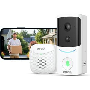 Video Doorbell Camera Wireless-2K Outdoor Front Door Camera with Chime Included for Home Security, Easy Installation, AI Human Detection, Instant Alerts, Night Vision, Two-Way Audio, M1 White