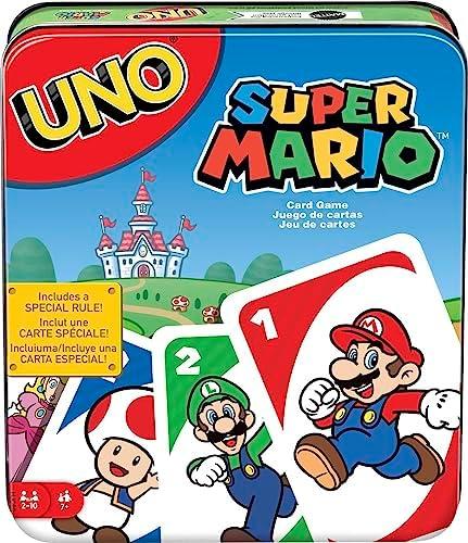 Mattel Games UNO Super Mario Card Game Animated Character Themed Collector Deck 112 Cards with Character Images, Gift for Kids Ages 7 Years Old & Up