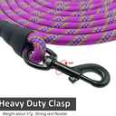 MayPaw Heavy Duty Rope Dog Leash, Long Dog Leash Nylon Pet Lead, Soft Padded Handle Thick Lead Leashes for Large Medium Dogs Training (15ft * 1/2", Purple)