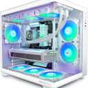 MUSETEX ATX PC Case, 6 PWM ARGB Fans Pre-Installed, 360MM RAD Support, Type-C Gaming PC Case, 270 Full View Tempered Glass Mid Tower, Pure White ATX Computer Case,Y6