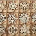 JOIEDOMI 60pcs Christmas Wooden Snowflake Hanging Ornaments Snowflakes Christmas Ornaments for Holidays, Christmas Tree Decoration, Christmas Party Holiday Decor