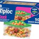 Ziploc Snack Bags with EasyGuide Texture, Small Plastic Storage Bags with Grip 'N Seal Technology, 50 Bags Total