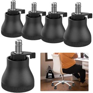 Bell Glides Replacement Office Chair Wheels - Office Chair Wheel Replacement with On/Off Setting, Switch Between Rolling Caster and Fixed Stopper for Hardwood Floors, Tile, Carpets-Set of 5