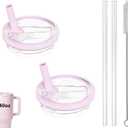 2 Pack 40 oz Tumbler Flip Straw Lid Replacement fit for HydroJug, Spill Proof Splash Resistant Tumbler Lids,Reusable Leak Proof Tumbler Cover for Cup Accessories (Pink)