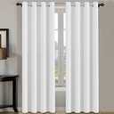 H.VERSAILTEX White Curtains 96 inches Long Window Treatment Panels/Drapes for Living Room Modern Design Grommet Curtain Panels for Dining Room, Set of 2