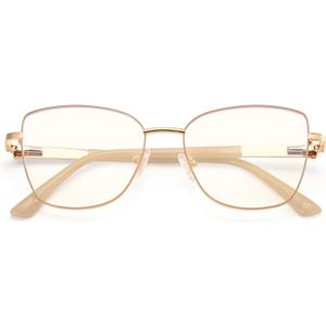 Dollger Blue Light Glasses For Woman Fashion Computer Gaming Eyeglasses Cat Eye Matal Bluelight Blocking Glasses (Champagne Gold)