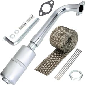 YOXUFA 420cc Exhaust Pipe Header Muffler Replacement for Predator 301cc 8hp GX240 270 390 Mini Bike Go Kart Golf Cart Mud Boats Lawnmower OHV Clone Small Engine Parts with Heat Shield Tape