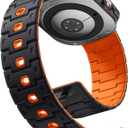 Bandletic Watchband Compatible with Samsung Galaxy Watch Ultra(2025/2024)Bands 47mm for Women, Silicone Strong Magnet Wristbands Adjustable Sport Strap for Galaxy Watch Ultra Bands for Man, Black Orange