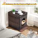 Snughome Cat Litter Box Enclosure Furniture Hidden with Litter Mat, Hidden Cat Washroom Furniture with Door, Handwoven Rattan Cat Washroom Box, Indoor Pet House for Living Room, Bedroom (Brown) 20.87"L x 16.93"W x 22.44"H