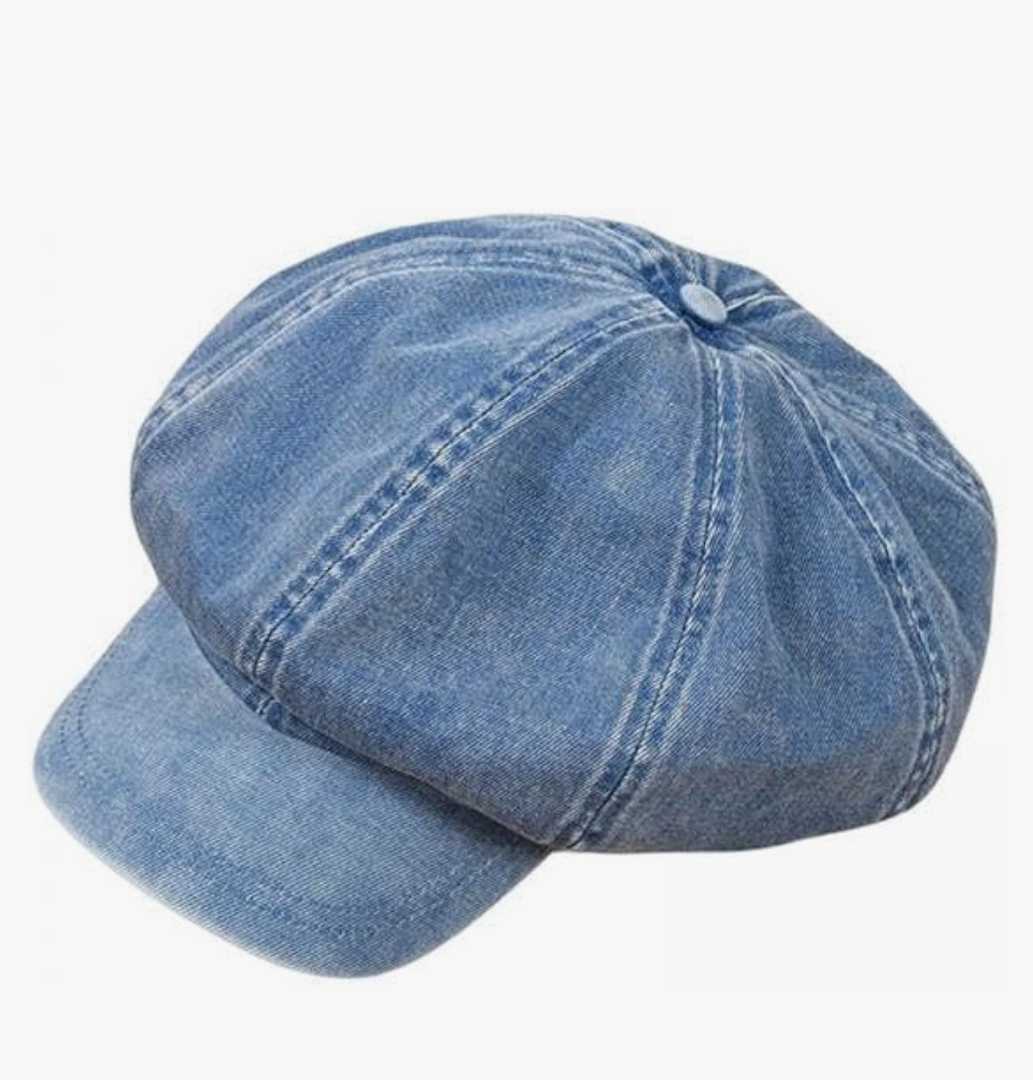 Stylish Denim Cotton Newsboy Cap for Ladies in Pastel Blue