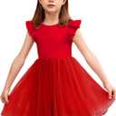 Arshiner Toddler Tutu Dress Little Girls Fluffy Summer Dresses Casual Party Tulle Sundress for Kids (6-7 Years, Red)