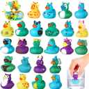 24 Pack Color Changing No Hole Rubber Ducks, Color Change Baby Bath Toys Without Holes for Toddlers Kids Ages 4-8, Floating Toys Gift for Bath, Christmas Stocking Stuffers Party Favors for Kids
