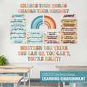 38 Pcs Growth Mindset Posters Bulletin Board Set Classroom Inspirational Poster Motivational Wall Decoration Signs Positive Sayings Accent Cutouts for Teacher Student Home Bedroom Decor (Retro)