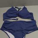 Women High Waisted Bikini Sets Two Piece Swimsuit Push Up Twist Front Ruched Bathing Suit, L/XL