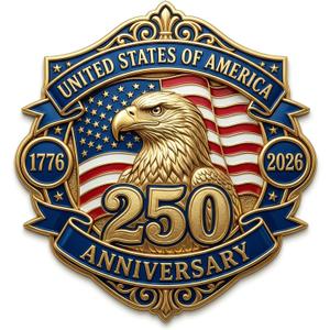 250th Anniversary Car Decal (5 Pack), 1776-2026 Embossed Patriotic Eagle & Flag Stickers, Waterproof 250 Years USA Independence Day Decor for SUV Truck