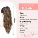 Flufymooz Ponytail Extension, Flexible Wrap Around Ponytail Extension Long Wavy Curly Ponytail Hair Extensions Natural pony tail Synthetic Hairpiece for Women 26 Inch ((Light Brown)