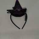 Edoneery Halloween Witch Hat Headband for Women, Fancy Dress Wizard Costume Hair Accessory with Veil for Cosplay Parties (Black&Purple)