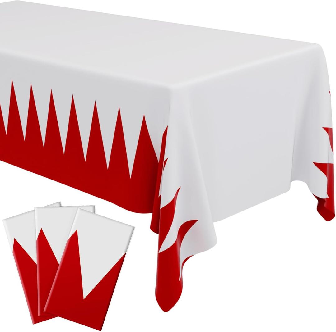 Peryiter 3 Pcs Plastic Tablecloths, Red Green White Plastic Disposable Tablecloth, 108 x 54 Elf Rectangular Table Cover for Xmas Home Table Holiday Birthday Party Decoration(White, Red)