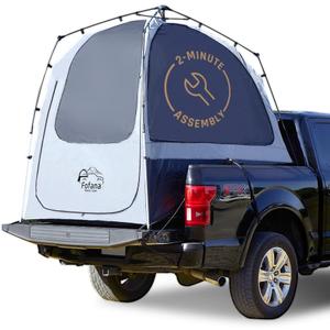 Fofana Pop-Up Truck Bed Tent - Mid-Size, 2-Person, Gray - Quick Setup Pop-Up Tent for Camping - Waterproof Sewn-in Floor & Camping Gear Organization - Mesh Windows & Ventilation for Truck Bed Dome