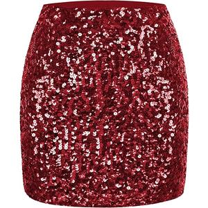 Women's Sequin Skirt Sparkle Stretchy Bodycon Mini Skirts Night Out Party, Size XL