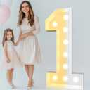 Pooqla 4 FT Light Up Marquee Numbers, Giant Mosaic Light Up Numbers Cool White and Warm White LED, Large Lighted Marquee Numbers for Balloons 1st 16th 21st Birthday Party Decoration, LED Number 1