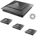 Pyramid Aluminum Post Caps for 4x4 Wood Posts (Actual 3.5" x 3.5"), Durable Powder-Coated Fence Post Caps for Deck, Patio, Fence, Weather-Resistant, Rust-Proof PC44, (4 Pack)