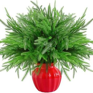 Bessny Christmas Norfolk Pine Branches - Set of 6 Artificial 18-Inch DIY Crafts for Xmas Indoor and Outdoor Home Decor 3 packs