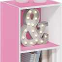Furinno Luder Bookcase / Book / Storage, 2-Tier Cube, Pink/White