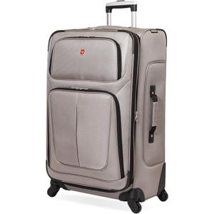 SwissGear Sion Softside Expandable Luggage  Large Checked Suitcase with 360 Degree Wheels & Retractable Handle  29 Inch, Perfect for 7-9 Night Trips  Pewter