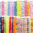 24Pcs Colorful Hawaiian Leis Bulk, Silk Flower Necklace for Luau Party, Hula Dance, Summer Beach & Pool Party Decorations, Tropical Party Favors Supplies for Adults