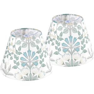 GO&SO 9" Lamp Shades Set of 2 Mini Small,Printed Floral Lampshades for Table Lamps,Wall Lamps, 5" Top 9" Bottom 6.4" High Spider Modern Art Deco Lampshade Replac (Clip Lamp Adapter Not Included)