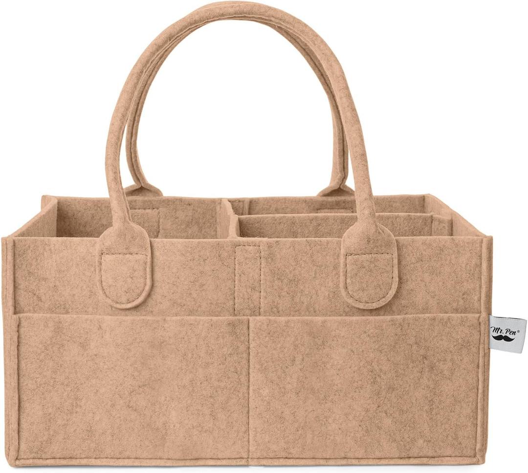Mr. Pen- Baby Diaper Caddy Organizer, Earthy Clay, Baby Caddy Organizer with Handle, Compact Size, Collapsible & Portable (1 Pack)