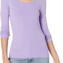 Amazon Essentials Sweater for Women, Long Sleeve Slim-Fit Rib Scoop Neck (Available in Plus Size), Pack of 2 (Large, Lilac/White)