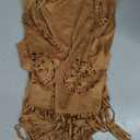 Women Western Tassels Vest Tops 70s Hippie Faux Suede Fringe Vests Jacket Cardigan Open Front Rodeo Cowgirl Shirt (Brown)