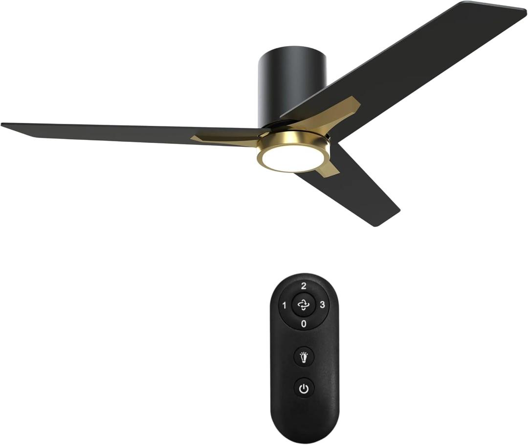 52 Inch Ceiling Fan with Lights, Modern 3-Blade DC Motor Fan with Remote Control, 3 Speeds, Dimmable LED, Reversible Motor, for Bedroom Living Room, Large