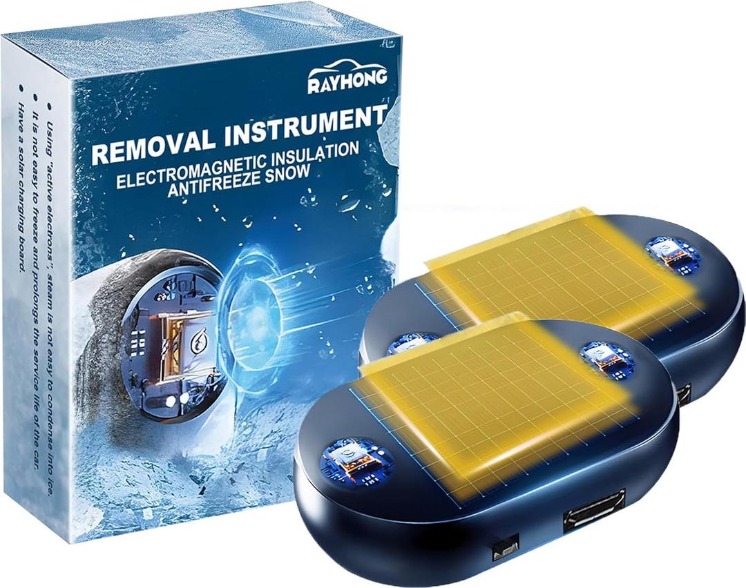 2pcs Anti-Freeze Electromagnetic Car Snow Removal Device,2026 Portable Solar Electromagnetic Snow Melter,Car Interference Antifreeze Instrument for Ice and Snow Scraping