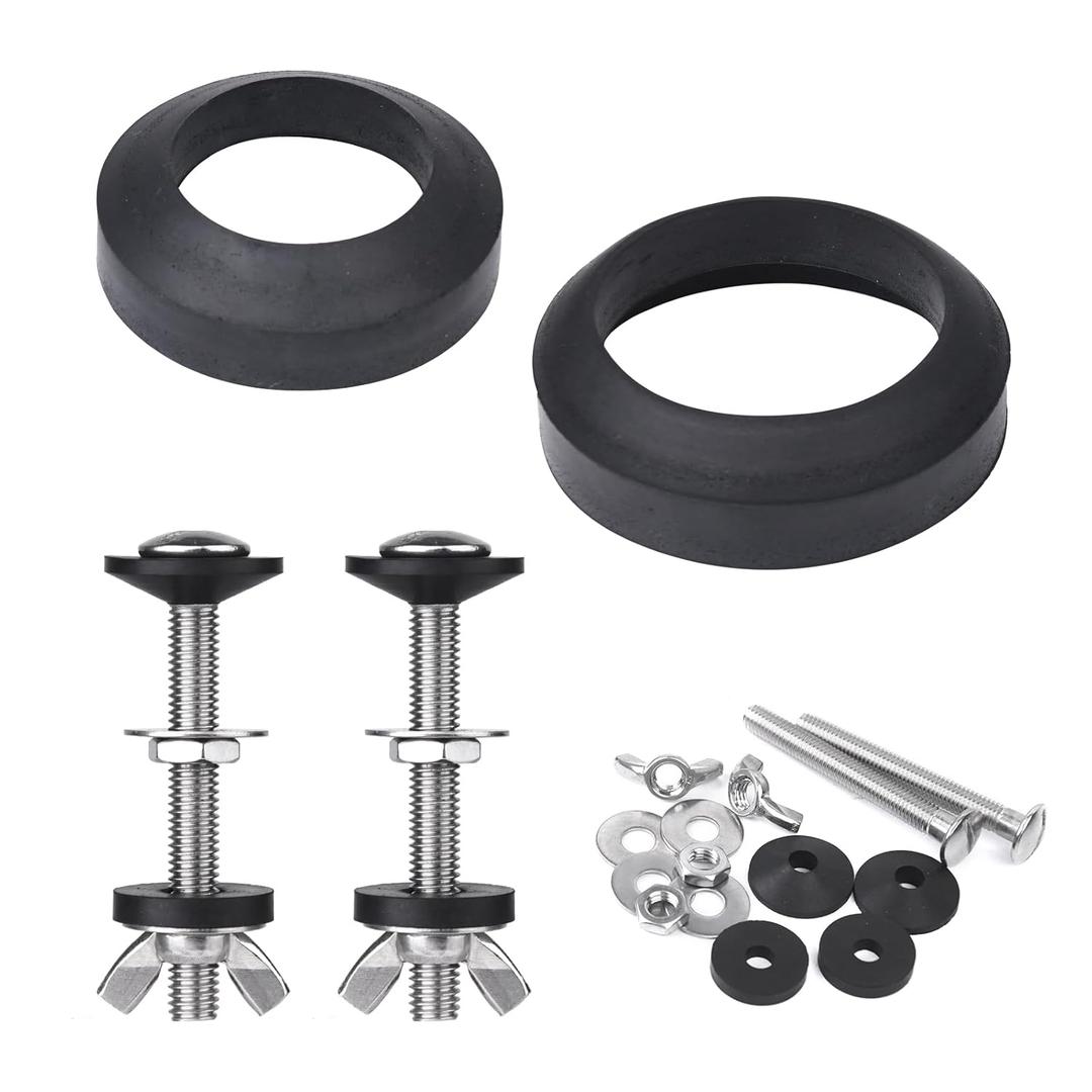 Tank to Bowl Bolt & Gasket Kit, 304 Stainless Steel Bolts, High-Density Foam Rubber Gasket, Compatible with 2-Inch and 3-Inch Seals, Easy Installation for Leak and Loose Connection Repairs