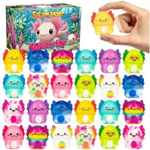 24 Pack Axolotl Slow Squishy Toys Soft Stress Relief Fidgets Toys for Kids Boys Girls Party Favors Novelty Prizes