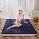 MAXYOYO Futon Mattress, Padded Japanese Floor Mattress Quilted Mattress Topper, Extra Thick Folding Sleeping Pad Breathable Floor Lounger Guest Couch for Camping, Navy, Full