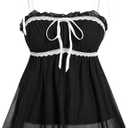 Verdusa Women's Babydoll Tops Peplum Tie Shoulder Sleeveless Summer Cami Going Out Top, (Black, Medium)