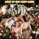 HONLYNE 100PCS Light up Wands for wedding, Wedding Wands Streamers with 3 Colorful Flashing Modes, Fairy Wands, LED Silk Fairy Wand with Bells for Wedding, New Year, Thanksgiving, Concert
