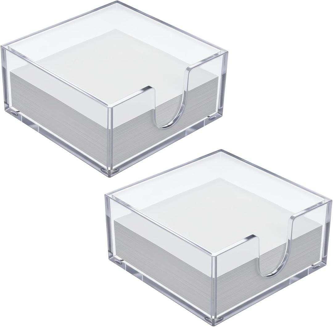 2PCS Acrylic Napkin Holder, 5.3 x 5.3 inch Clear Hand Towel Holder for Bathroom Kitchen Dining Room, Square Guest Towel Holders, Countertop Paper Towels Dispenser, Tissue Box Holders