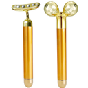 Amirce Face Massager Roller Golden 3D Roller Electric Facial Roller and T Shape Facial Roller Massager Kit Face Rollers