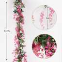 Veryhome 3Pcs 7.2Ft/Piece Artificial Flowers Wisteria Garland Artificial Wisteria Vine Hanging Flower Greenery Garland for Home Garden Outdoor Wedding Arch Floral Decor (Fuchsia)