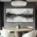 Black Art Wall Decor for Office Framed Abstract Canvas Prints 24"x48" Wall Art Dining Room Modern Bedroom Pictures Wall Decor
