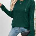 EVALESS Sweaters for Women Cable Knit Crewneck Pullover Sweater Tops Fall Winter Women's Clothing 2025 (Green, XXL)