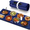Kourice Extra Large Warming Mat for Food, 36"x15.75" Food Warmer Chafing Dishes for Buffet, Food Warming Mat, Food Warmers for Parties Buffet, 4 Level Temp 1/3/5Hour Timer 420W (Blue)