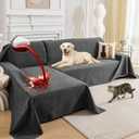 Deep Dream Sectional Couch Covers, 2 Pieces 100% Waterproof L Shaped Sofa Cover, Non Slip Couch Cover for Dogs Cats Washable, Pet Friendly Sofa Slipcovers Furniture Protector (XX-Large, Dark Grey)