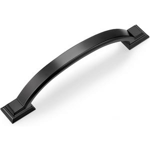 Mengico 5 Pack 4 Inch (102mm) Black Arch Cabinet Pulls - Matte Black Zinc Alloy Drawer Handles for Kitchen & Bathroom, Modern Cabinet Hardware