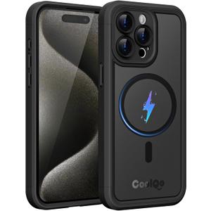 COOLQO Magnetic for iPhone 15 Pro Max Case, Dual Layer Matte Scratch-Resistant, Black (15ProMax-6.7inch)